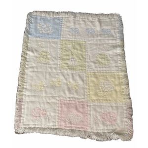 Tykes Turtles Frogs Ladybugs Snail Bee Pastel Jacquard Weave Fringe Baby Blanket
